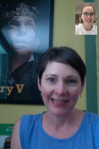 screenshot of Susannah Eig-Gonzalez and Sarah Enloe on a video chat