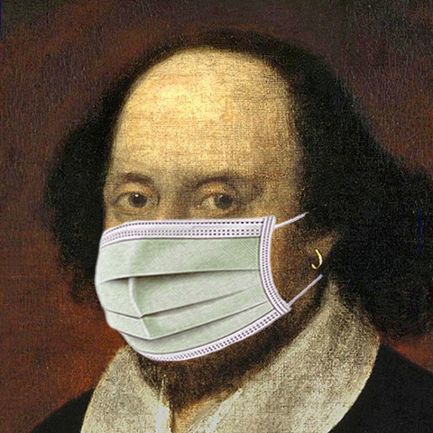 image of Shakespeare wearing a surgical mask